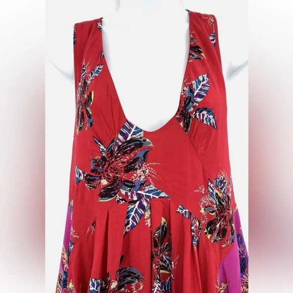 FREE PEOPLE Thought I was dreaming criss cross mini floral dress large - Picture 6 of 13